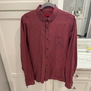 Red and black plaid Hugo boss button down